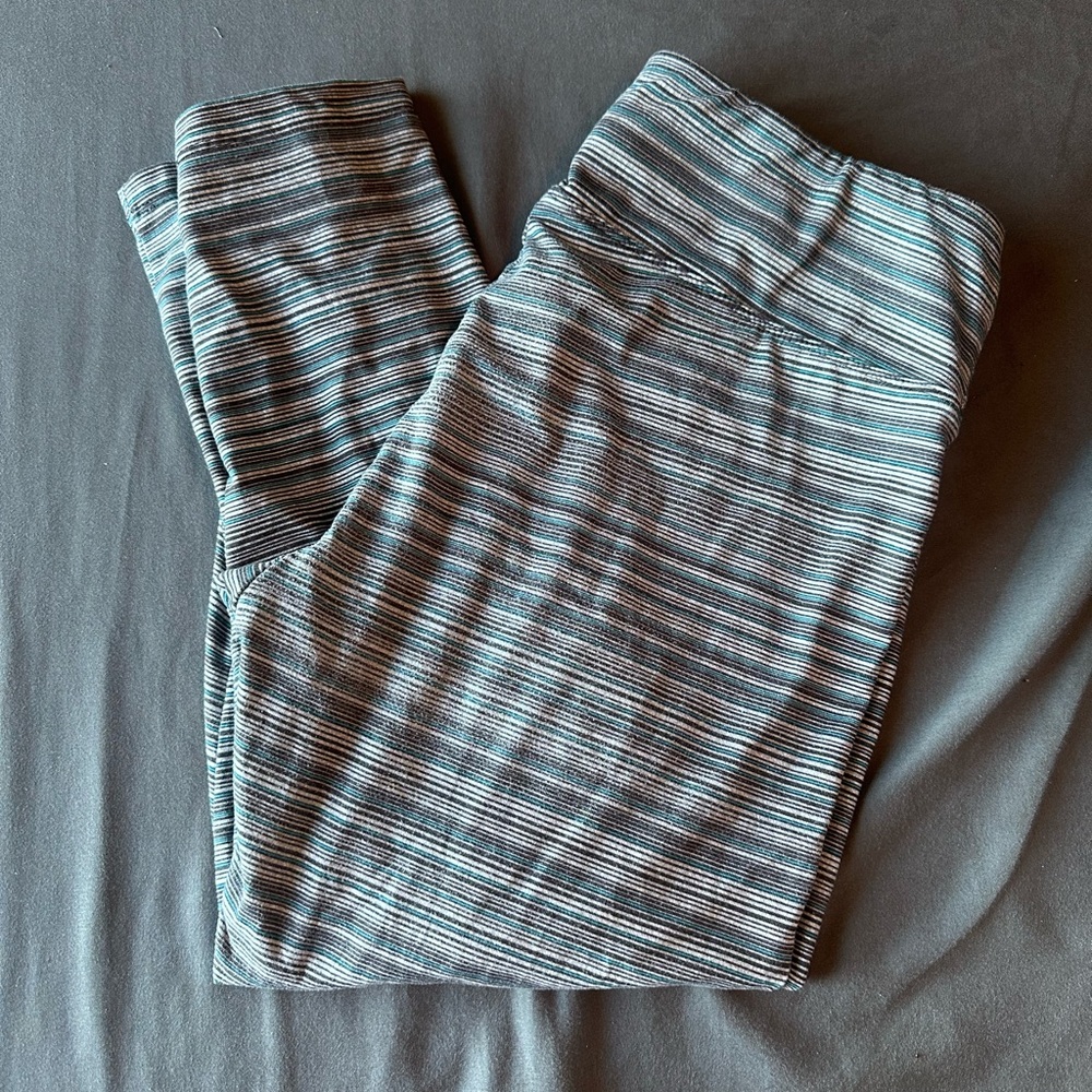 Marika Gray and White Striped Leggings